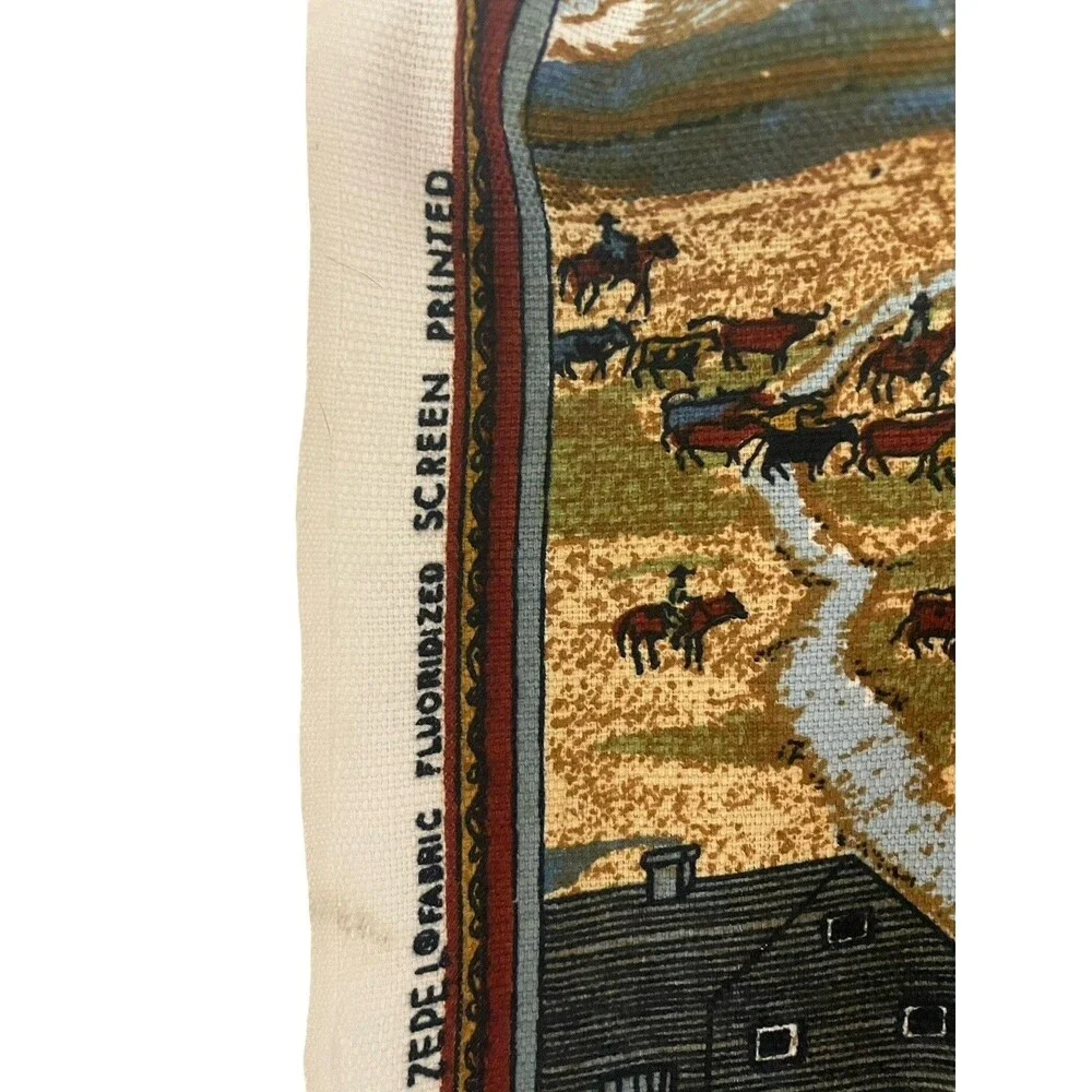 Vintage 5th Avenue Native Village Frontier Train Buffalo Saloon 2 Yards Fabric